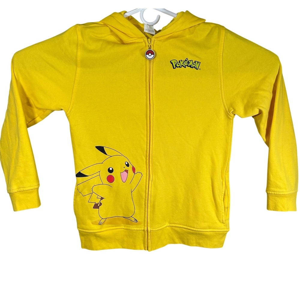 Pokemon Pikachu Kids Yellow Zip Up Hoodie With Ears Youth XL 2019 Nintendo